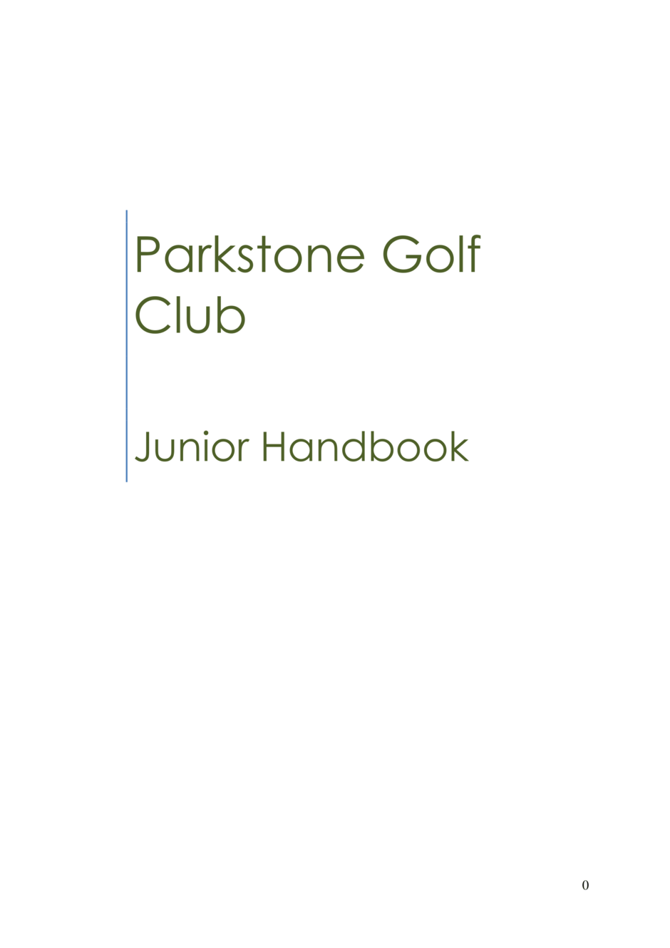 Junior Handbook Parkstone Golf Club