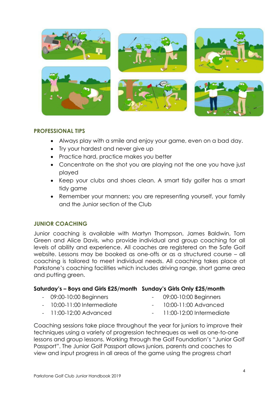 Junior Handbook Parkstone Golf Club